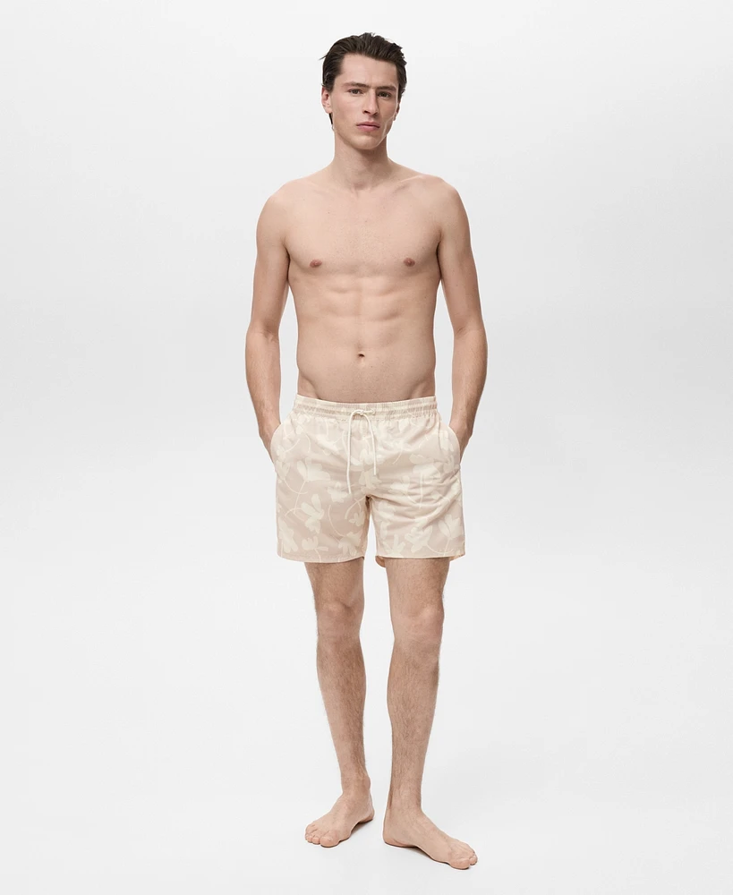 Mango Men's Floral Print Swim Trunks