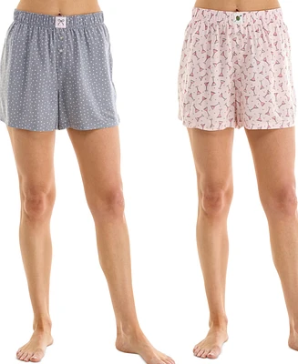 Roudelain Women's 2-Pk. Printed Mid-Rise Boxer Shorts