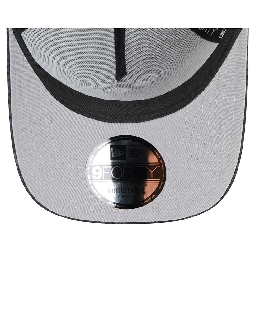 New Era Men's Black Los Angeles Lakers Midnight Ink Tonal A-Frame Trucker 9FORTY Adjustable Hat