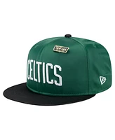 New Era Men's Kelly Green/Black Boston Celtics Throwback Satin Vintage Pin Two-Tone 59FIFTY Fitted Hat
