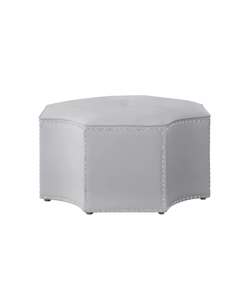 Tufted Faux Leather Octagonal Cocktail Ottoman for Stylish Living Room Seating