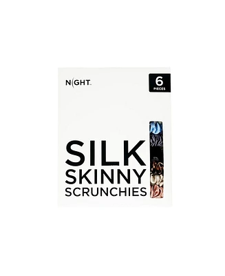 100% Silk Skinny Hair Scrunchies 6-Pack