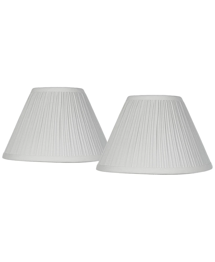 Set of 2 Bell Lamp Shades Antique White Mushroom Pleated Medium 5" Top x 11" Bottom x 7.5" Slant x 7" High Candelabra Clip-On Fitt