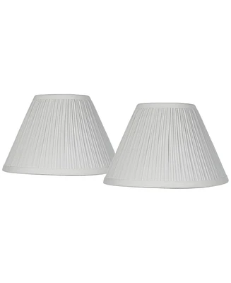 Set of 2 Bell Lamp Shades Antique White Mushroom Pleated Medium 5" Top x 11" Bottom x 7.5" Slant x 7" High Candelabra Clip-On Fitt