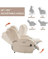 Chenille Power Lift Recliner, Massage & Heat, Usb, Cup Holders