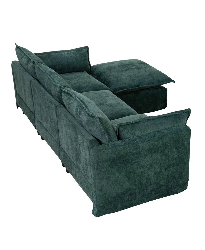 Modern L-Shaped Sectional Sofa with Ottoman