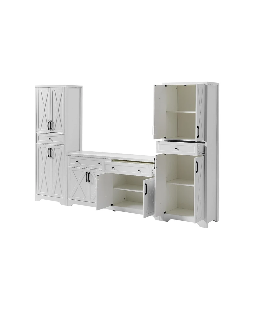 White Tv Cabinet Set w/ Sideboards - 108.7" L