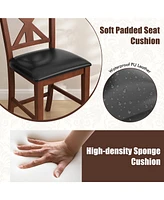Gymax 24'' Modern Bar Stools Set of w/ Hollowed High Backrest Waterproof Pu Leather