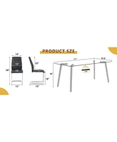 71" Rectangular Glass Table & 8 Black Pu Chairs
