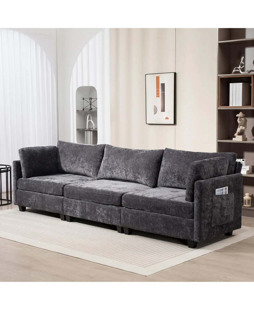 111.42x32.28" 3-Seater Chenille Sofa - Comfy, Cloud-Soft