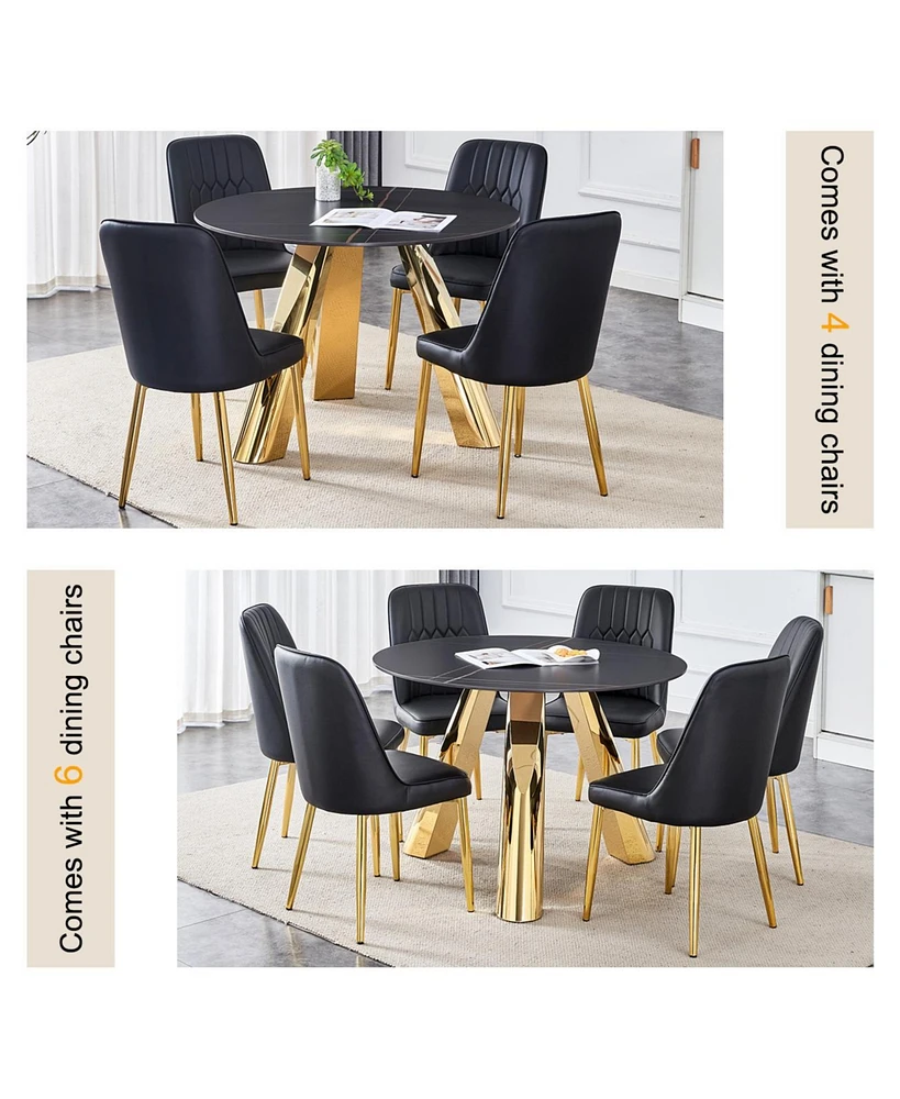 42" Gold & Granite Round Table - Seats 4-6