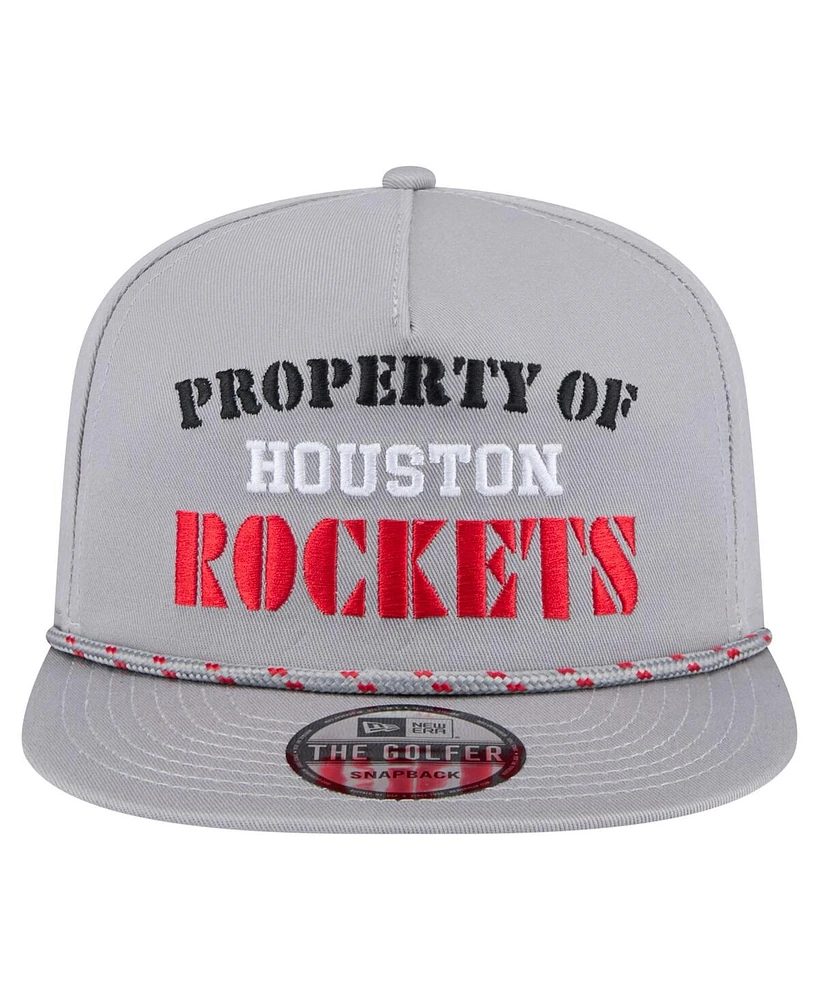 New Era Men's Gray Houston Rockets Throwback Property Of Golfer Snapback Hat