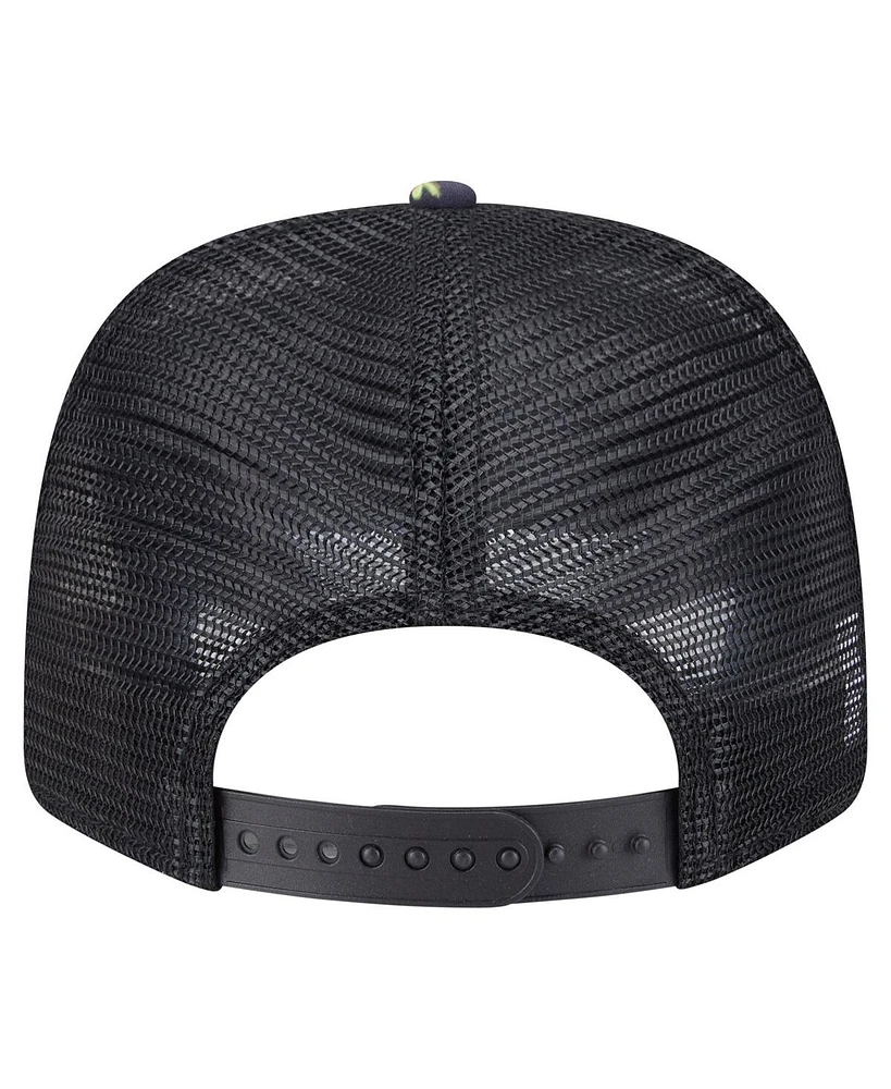 New Era Men's Black Minnesota Twins Adventure Drinks Pattern 9SEVENTY Stretch-Snap Hat