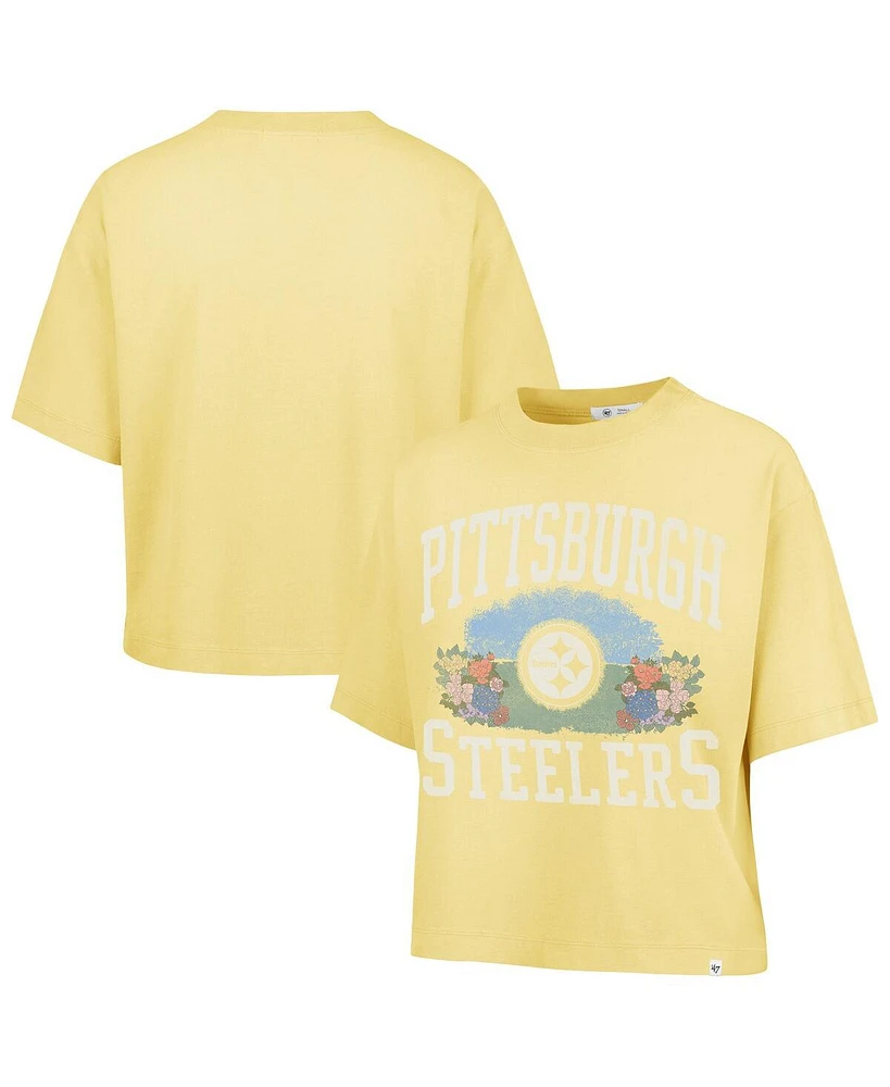'47 Brand Women's Yellow Pittsburgh Steelers Florentina Montauk Cropped T-Shirt