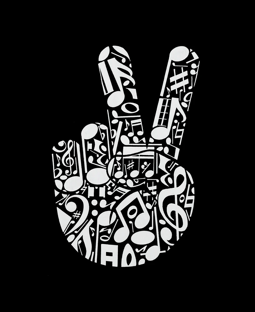 La Pop Art Men's Peace Finger Notes Word T-Shirt