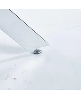 Modern Glass Dining Table with Cross Metal Legs (90x90x75cm)