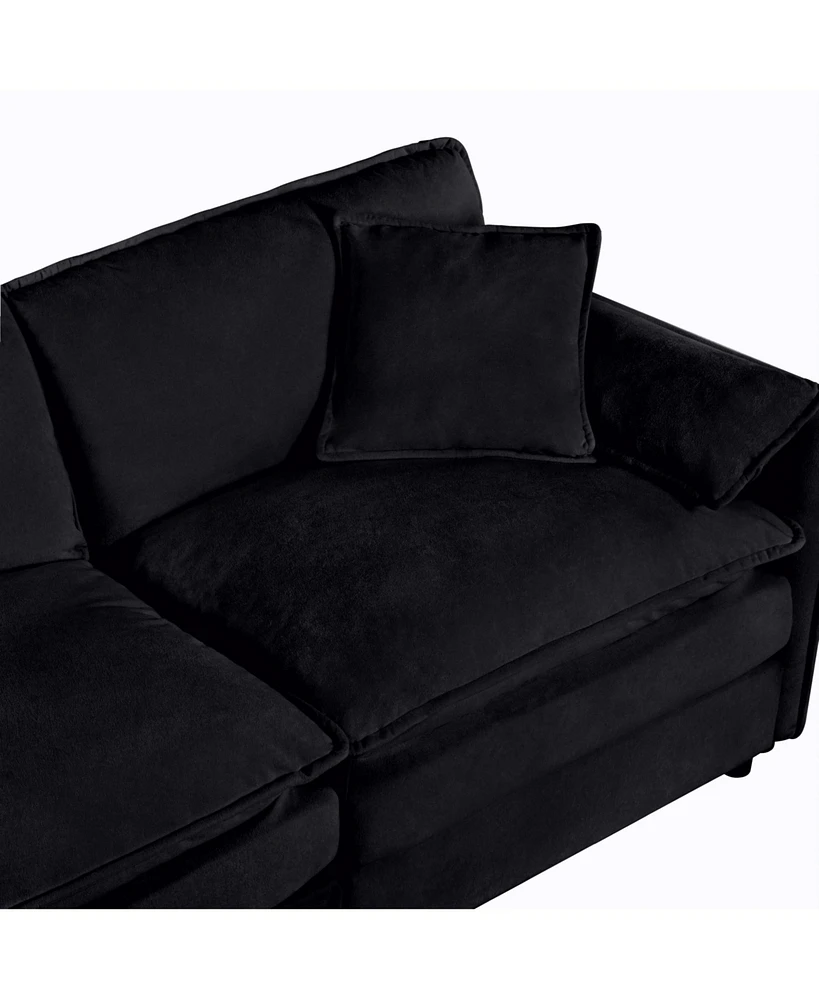 Oversized Chenille Sofa Set - Black
