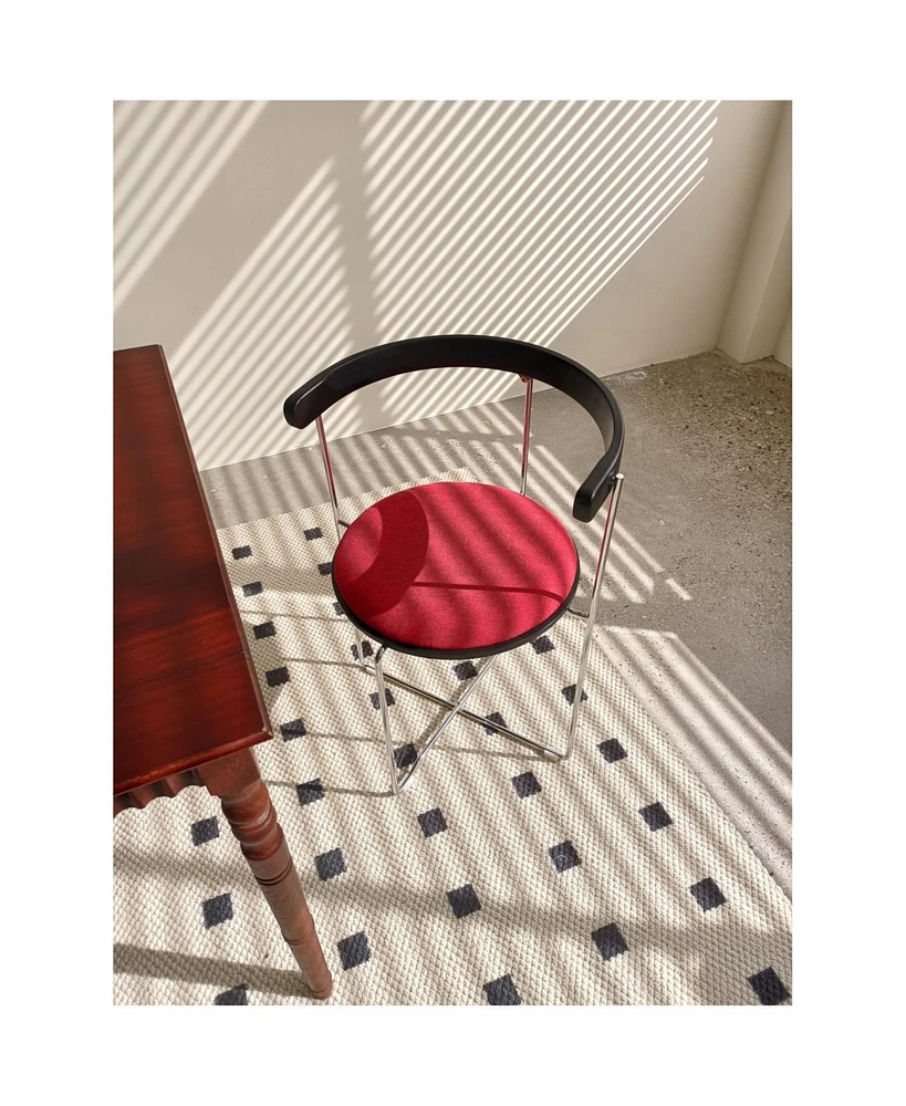 Modern Chrome Frame Folding Chair with Wood Back