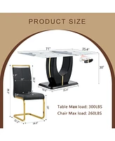 71" Subtle Luxury Pandora Glass Table with 8 Pu Chairs