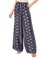 CeCe Women's Elastic-Waist Wide-Leg Flowy Pants