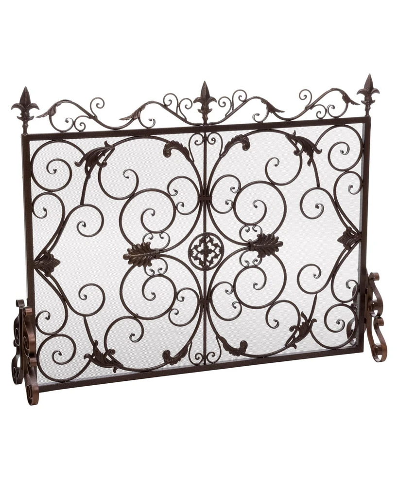 Darcie Victorian-Style Ornate Design Gold Fireplace Screen