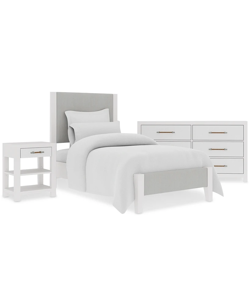 Catriona 3pc Bedroom Set (Twin Upholstered Bed, Dresser & Open Nightstand), Created for Macy's