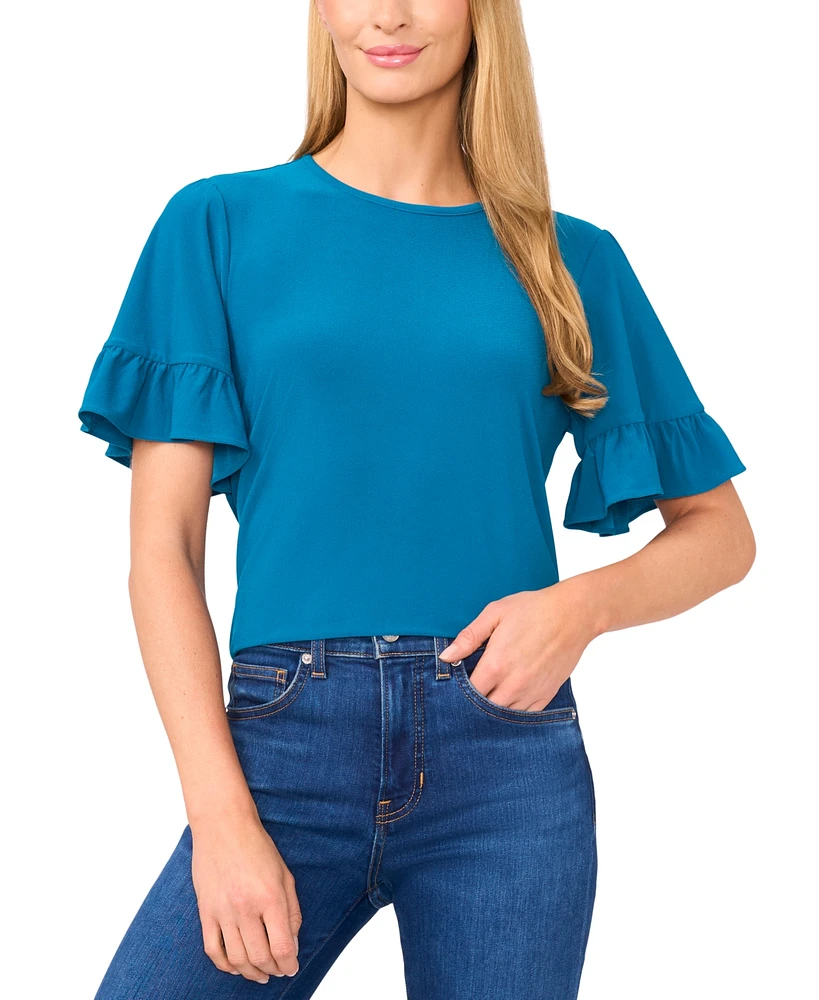 CeCe Women's Ruffled Short-Sleeve Tiered Top