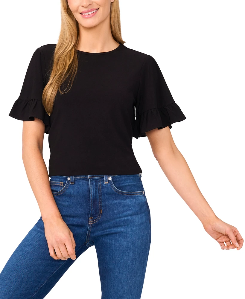 CeCe Women's Ruffled Short-Sleeve Tiered Top