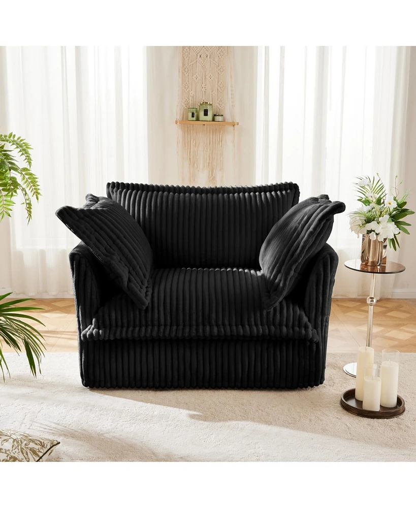 Corduroy Slipcovered Armchair with Pillows
