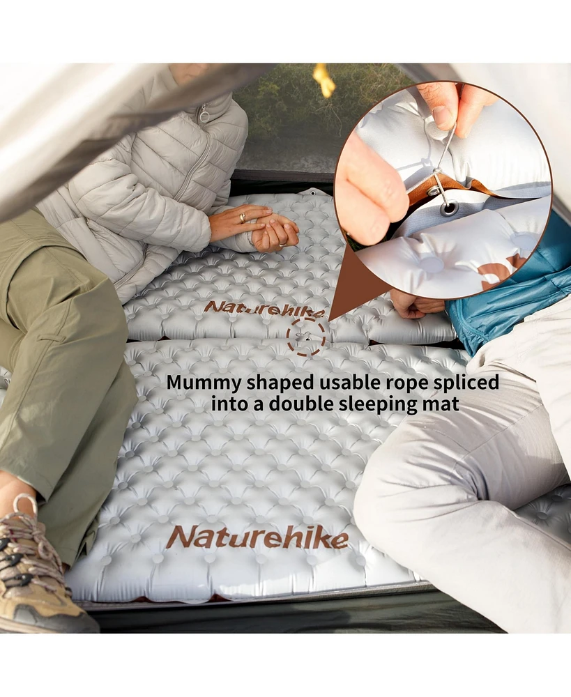 Naturehike Ultralight Insulated Sleeping Pad with R5.8, 3.2in Thickened Patchworkable Inflatable Double Sleeping Mat for Camping, Hiking