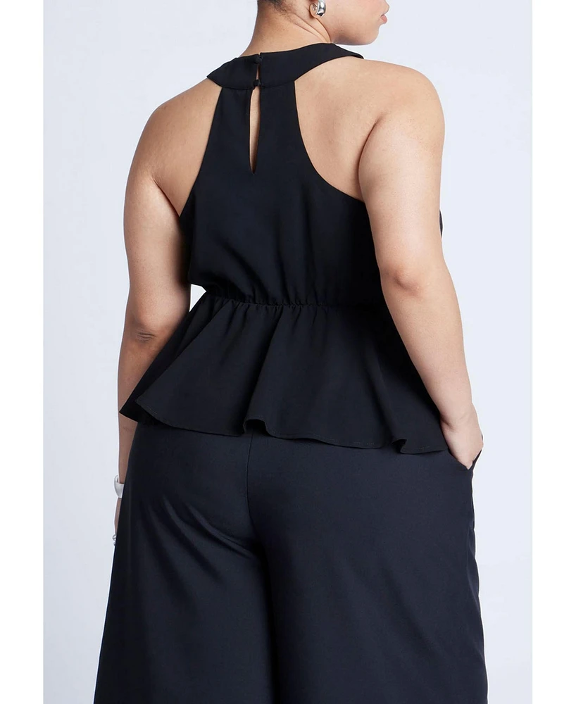 Eloquii Women's Halter Top With Peplum