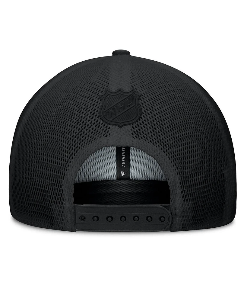 Fanatics Men's Black Vegas Golden Knights Authentic Pro Road Stack Text A-Frame Adjustable Hat