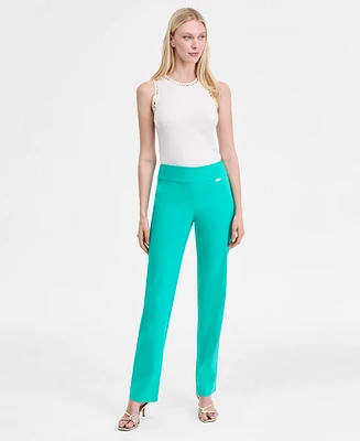 I.n.c. International Concepts Women's Tummy-Control Pull-On Straight-Leg Pants, Created for Macy's
