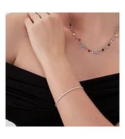 Spero London White Fine Opal Tennis Bracelet In Sterling Silver & Adjustable