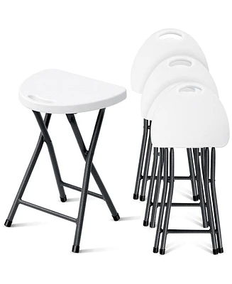 4PC 18"H Portable Folding Stool Foldable Camping Chair with Built-in Handle