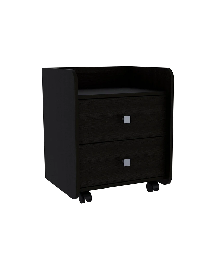 Faux Wood Two-Drawer Nightstand – Perfect for Modern Bedroom Storage