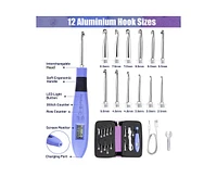 Zcvtbye Rechargeable Lighted Crochet Hook Set with Stitch Counter, Interchangeable Metal Heads