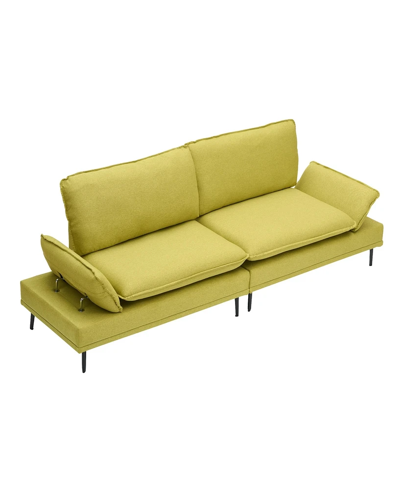 Custom 89" Cotton-Linen Throw: Green Elegance for Every Space