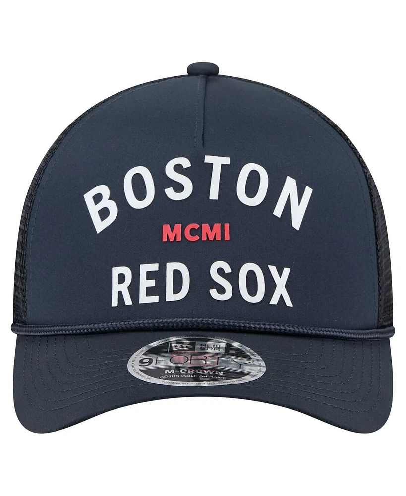 New Era Men's Navy Boston Red Sox Minimalist 9FORTY A-Frame Adjustable Hat