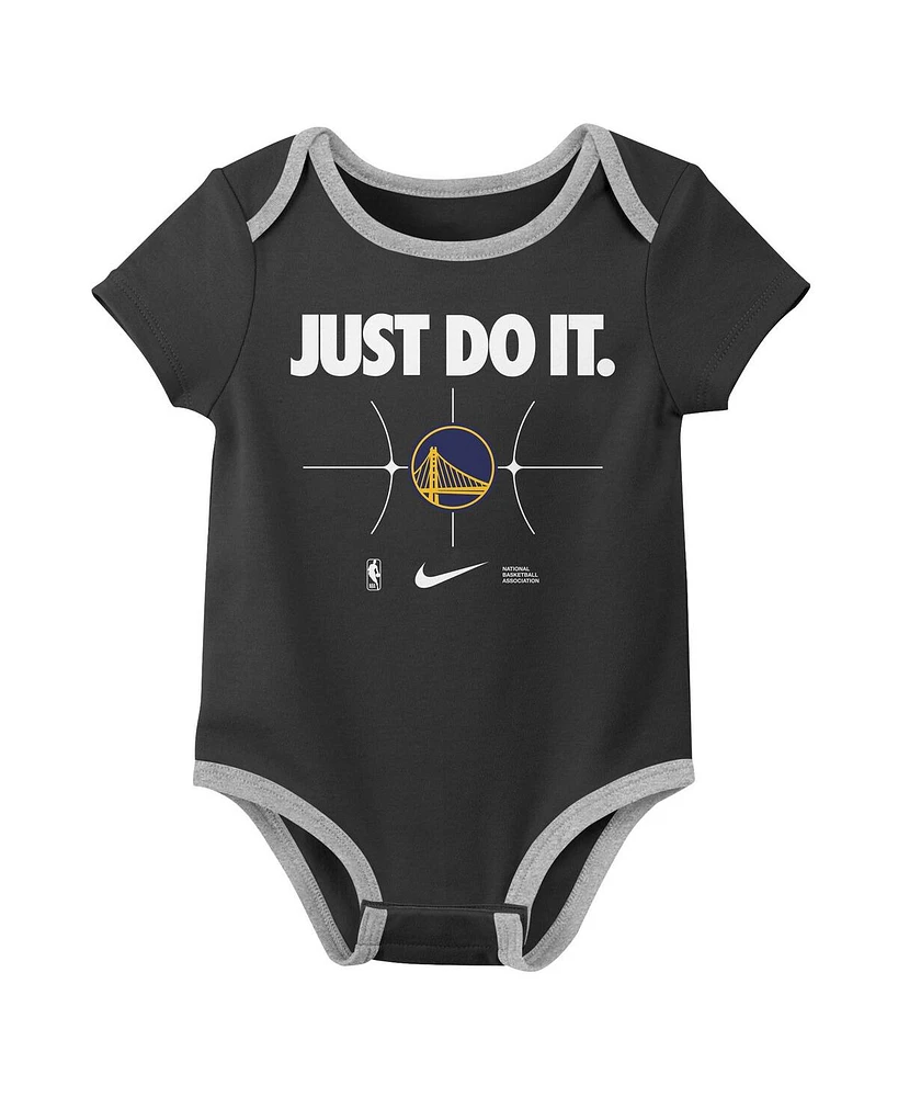 Nike Newborn 2-Pack Royal/Black Golden State Warriors Just Do It Bodysuit Set
