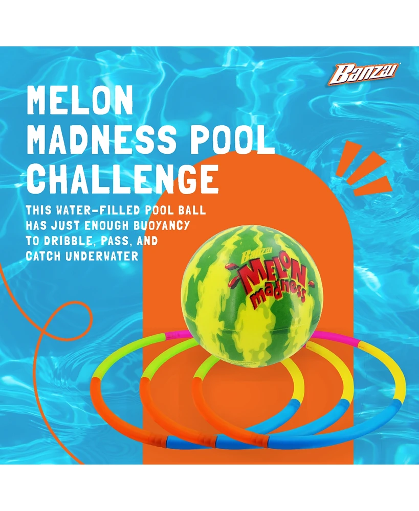 Banzai Melon Madness Pool Challenge Underwater Water-Filled Ball w/ Target Hoop