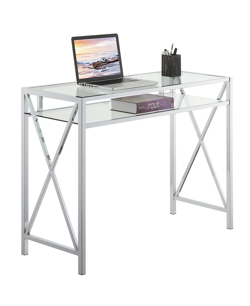 Convenience Concepts Oxford Chrome 42" Desk with Shelf