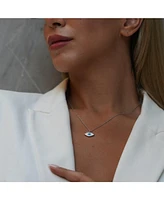 Spero London Sterling Silver Evil Eye Eyelash Necklace