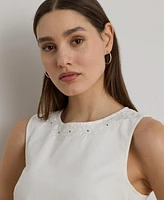 Lauren Ralph Lauren Women's Eyelet Denim Sleeveless Shift Dress