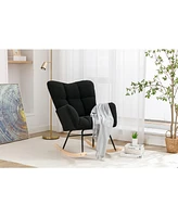 Teddy Fabric Rocking Gilder Nursery Chair For Living Room Indoor,Black