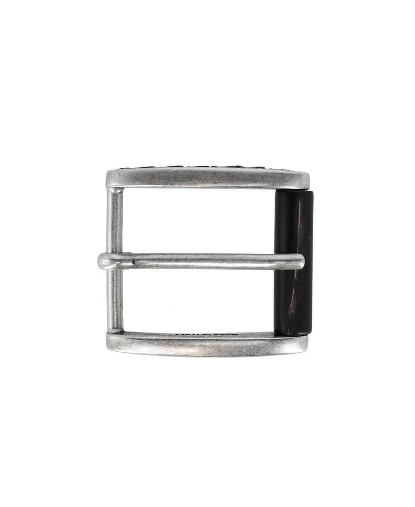 Trafalgar Men's 35mm Italian Side Detailed Solid Brass with Black Stag Horn Roller Harness Belt Buckle