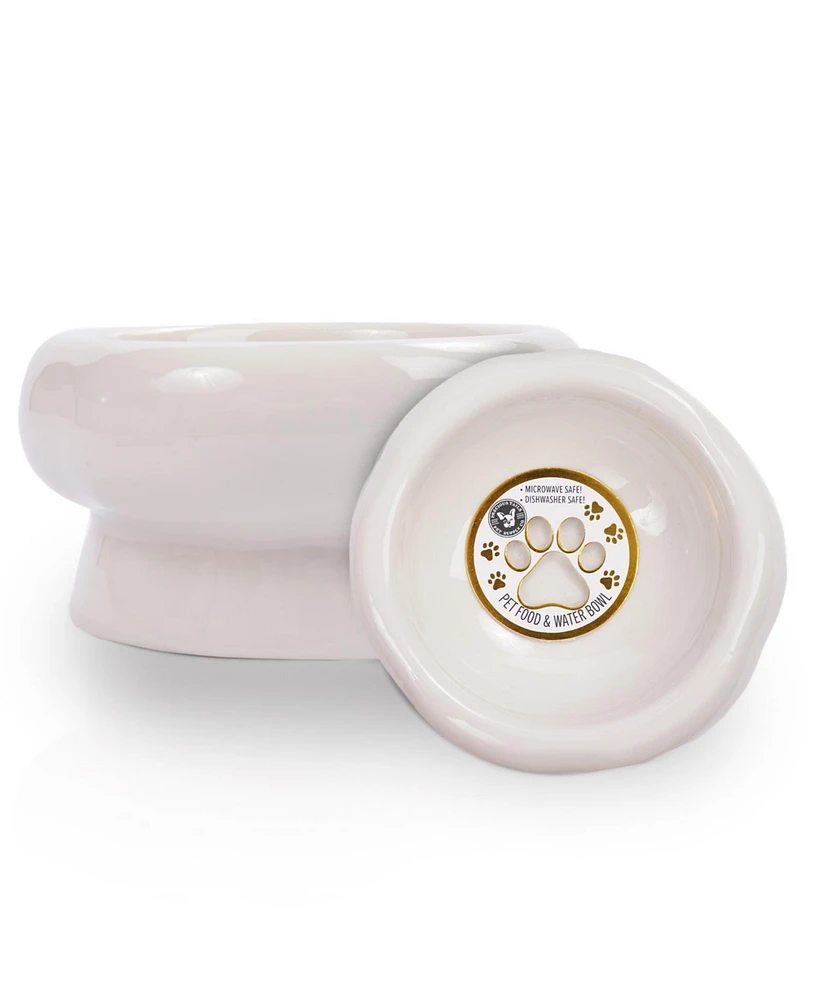 P.t. Supply Co. Abstract Bubble Shaped Stoneware Elevated Pet Bowl, Raised Ceramic Food & Water Dish for Dogs and Cats