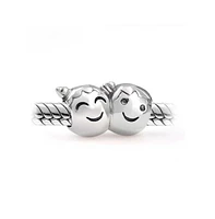 Bling Jewelry Bff Smiling Pigtails Friendship Charm Bead Sterling Silver for European Bracelet
