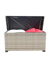 Wicker Patio Furniture Storage Box (Grey )