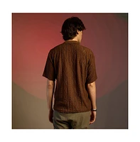 Campus Sutra Men's Chocolate Brown Argyle Oversized T-Shirt